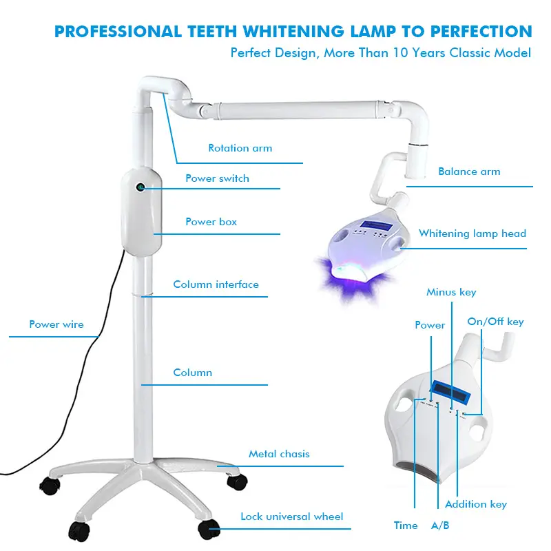 Professional High Power Dental LED Teeth Whitening Lamp Mobile Model For Clinic Salon Use
