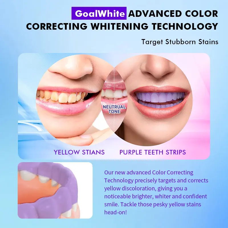 Custom Advanced V34 Colour Corrector Dry Teeth Whitening Strips For Yellow Teeth