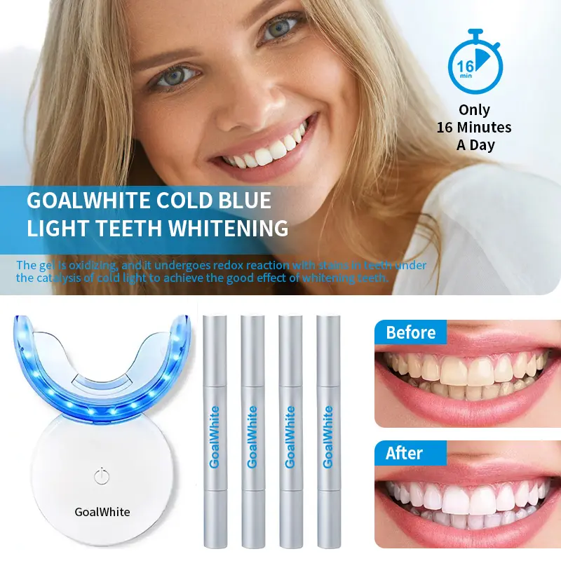 OEM Rechargeable Wireless Teeth Whitening Home Kit With Blue & Red LED Light