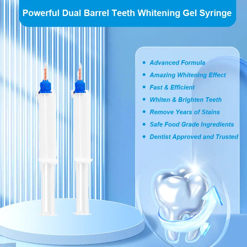 Professional Dental Teeth Whitening Kit With Dual Barrel Gel Syringe For Clinic Salon