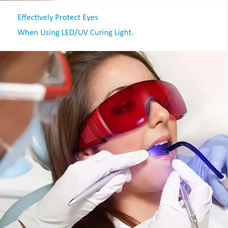 Teeth Whitening and Dental Protective Goggle for Teeth Whitening Light/Curing Light Eyewear Safety Glasses for Teeth Whitening Red Color