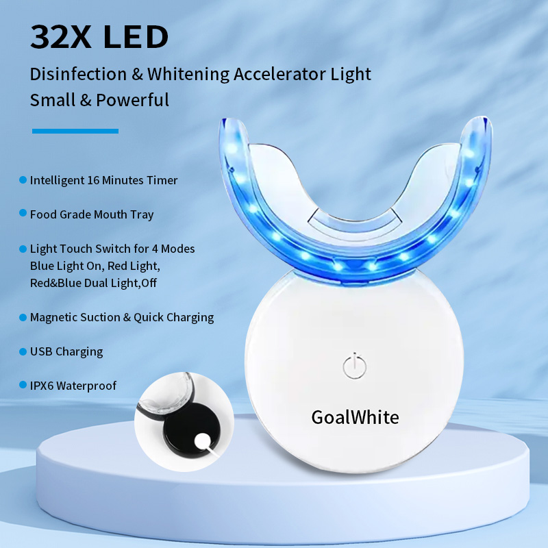 OEM Rechargeable Wireless Teeth Whitening Home Kit With Blue & Red LED Light