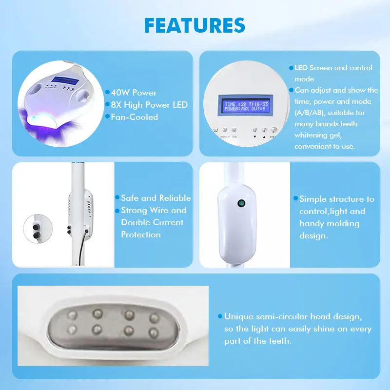 Professional High Power Dental LED Teeth Whitening Lamp Mobile Model For Clinic Salon Use