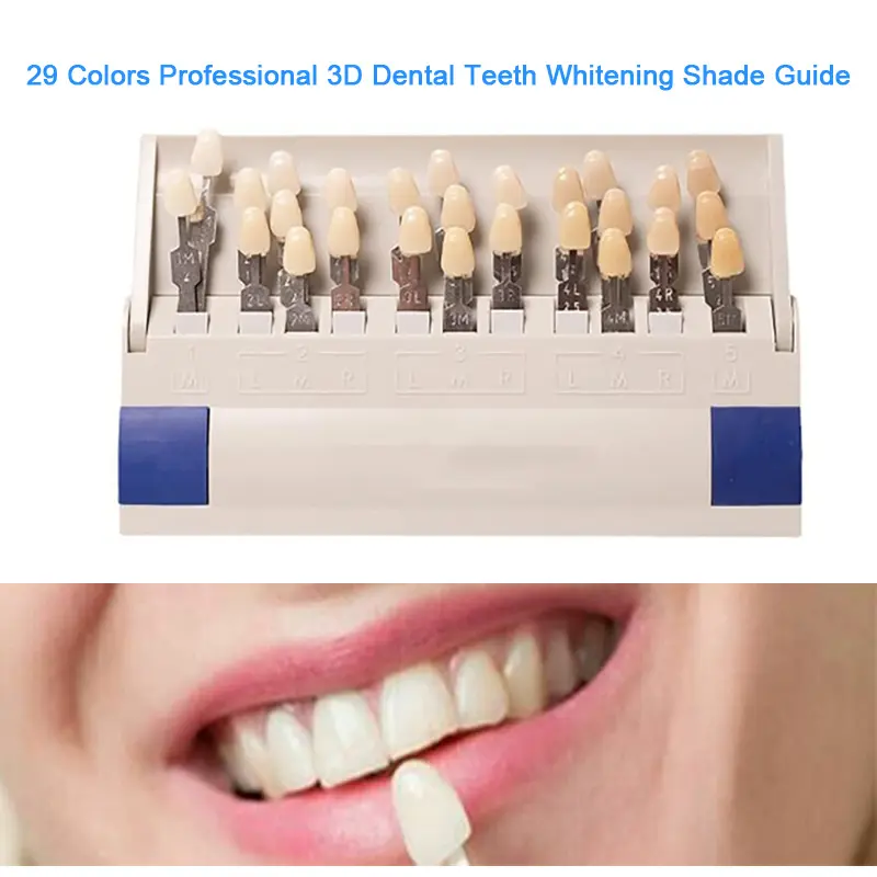 29 Colors Dental Teeth Whitening Shade Guide Professional Porcelain 3D-Master Tooth Bleaching Shade Chart, Classical Dental Bleaching Shade Tab Dental Material Equipment Oral Care
