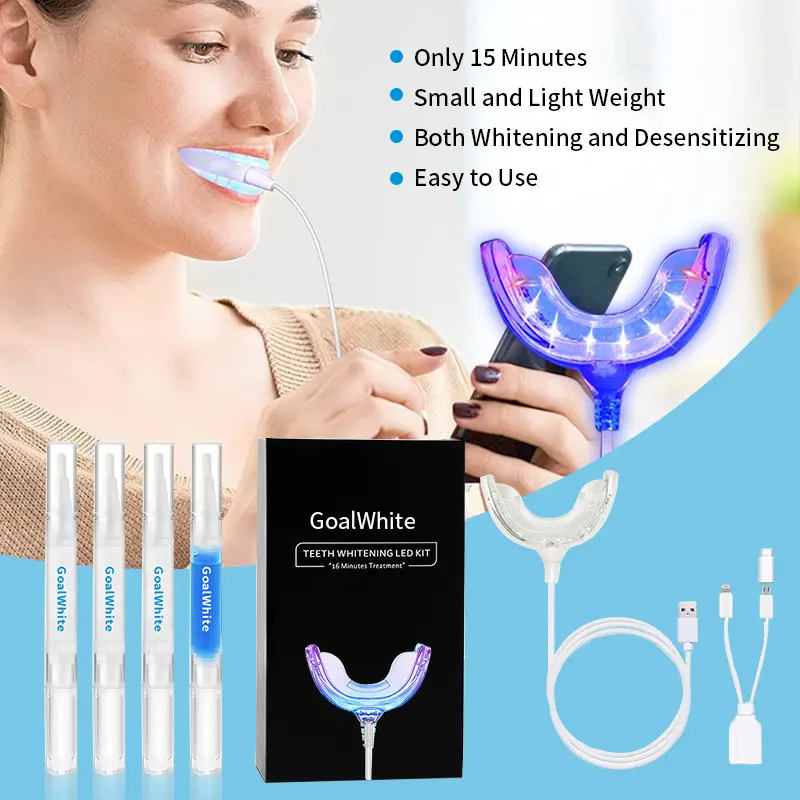 OEM New Technology Teeth Whitening Home Kit With Blue & Red LED Light