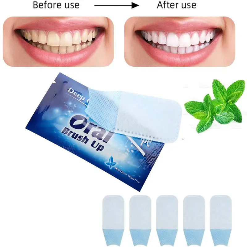 Disposable Textured Deep Cleaning Teeth Wipes, Finger Brush, Oral Brush, Finger Brush Up, Mint-Flavored Oral Finger Wipes, Dental Oral Cleaning Wipe, Used Before and After Teeth Whitening, Home Use