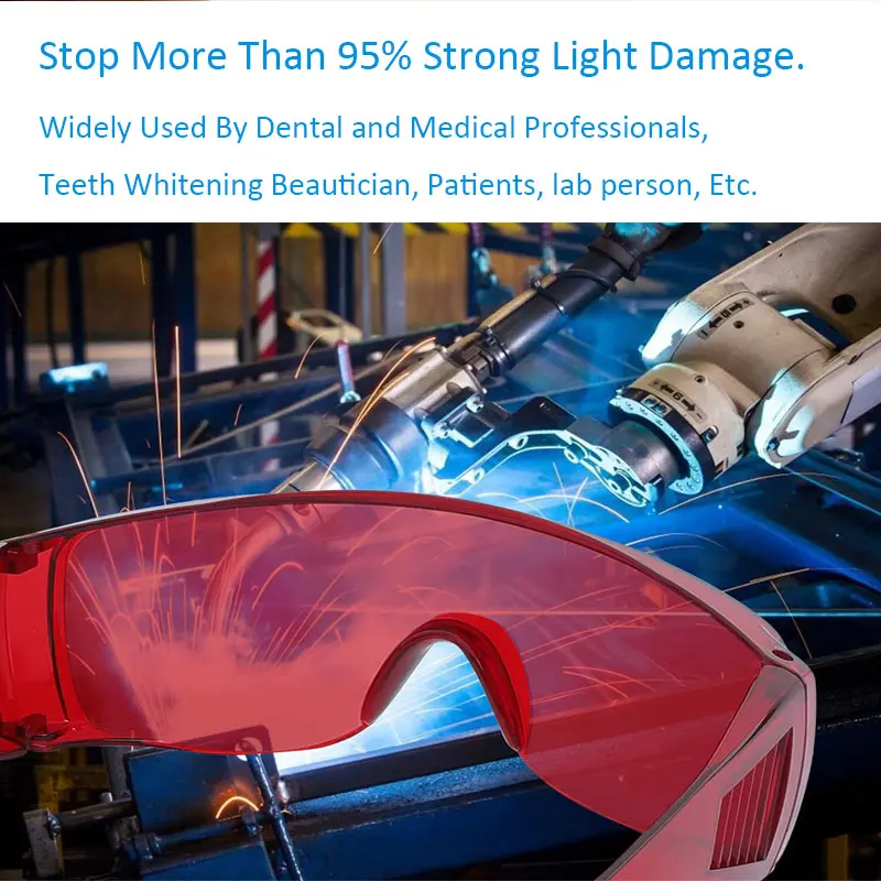 Teeth Whitening and Dental Protective Goggle for Teeth Whitening Light/Curing Light Eyewear Safety Glasses for Teeth Whitening Red Color