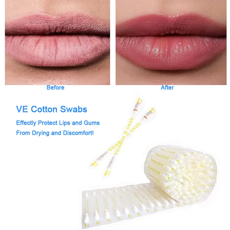 Vitamin E Oil Swab Disposable VE Oil Cotton Stick Moisturize Lips Breakable Anti-dry Vitamin E Swabs for Protecting Lips Use Before Teeth Whitening