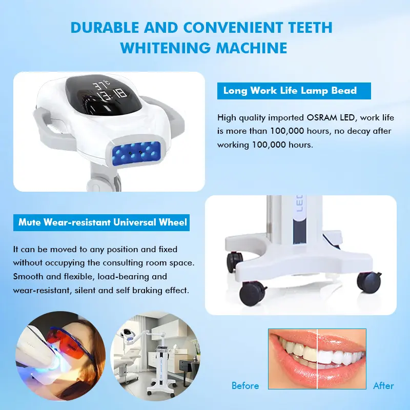 Advanced Luxury Mobile Dental LED Teeth Whitening Lamp Wheel Base Model For Clinic Salon Use