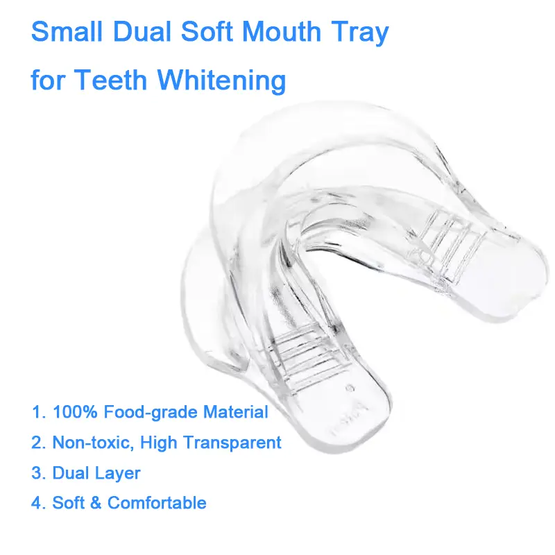Teeth Whitening Double Sided Mouth Tray, Small Dual Soft Tray, Dual Layer, Food Grade Material, Home Use, Dental Grinding Mouth Guard, Comfort for All Mouth
