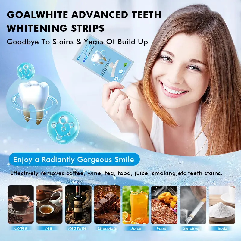 Custom Advanced 3D/5D Non-peroxide PAP+ Dry Teeth Whitening Strips With Private Box